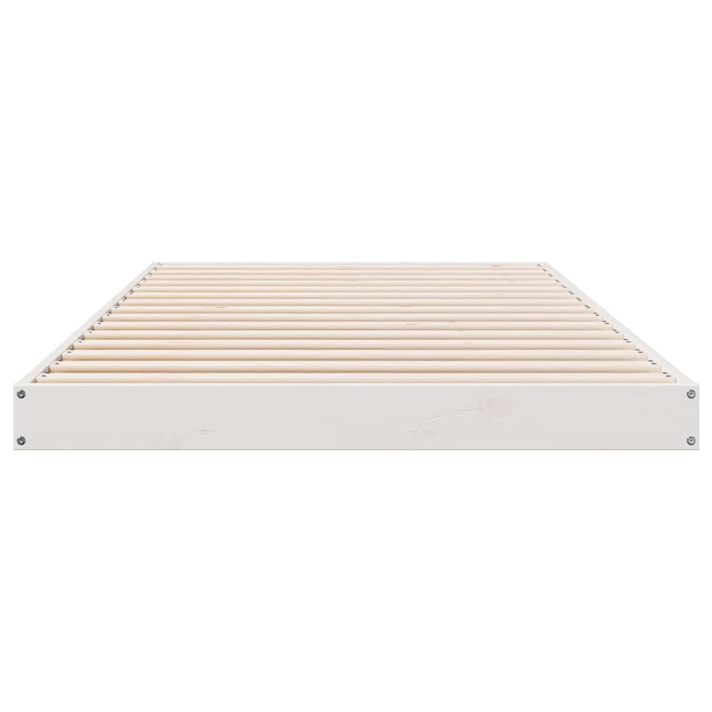 Floor Bed Frame White 100 x 210 cm Solid Pine Wood