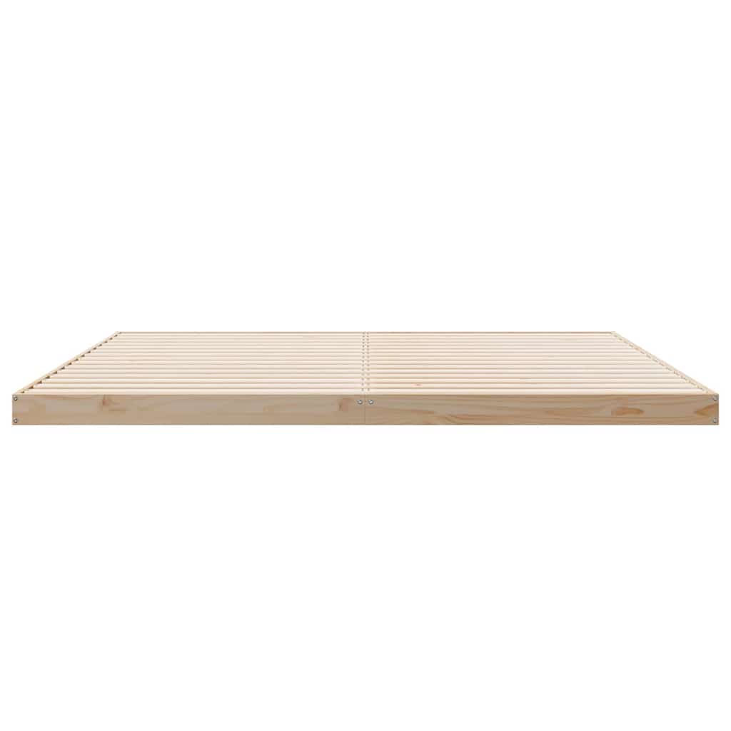 Floor Bed Frame Natural 213.5 x 184 x 9 cm Solid Pine Wood
