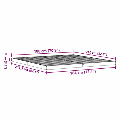 Floor Bed Frame Natural 213.5 x 184 x 9 cm Solid Pine Wood