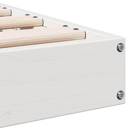 Floor Bed Frame White 213.5 x 184 x 9 cm Solid Pine Wood