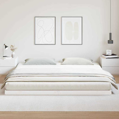 Floor Bed Frame White 213.5 x 204 x 9 cm Solid Pine Wood