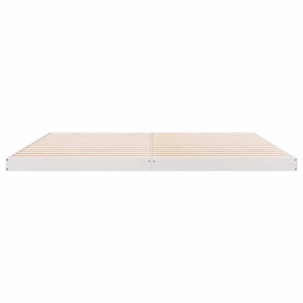 Floor Bed Frame White 213.5 x 204 x 9 cm Solid Pine Wood