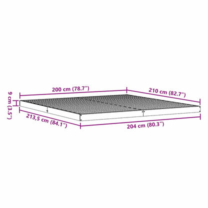 Floor Bed Frame White 213.5 x 204 x 9 cm Solid Pine Wood