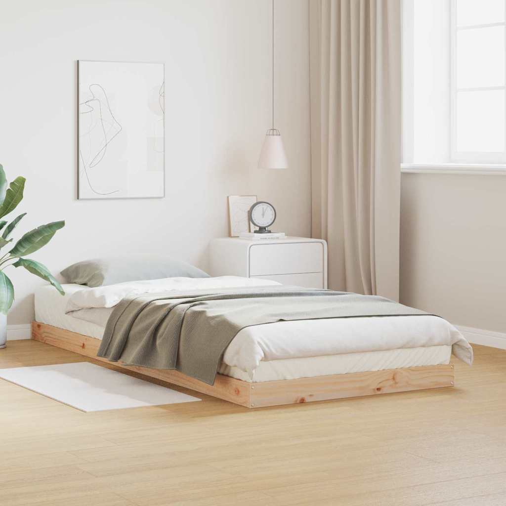 Floor Bed Frame Natural 80 x 220 cm Solid Pine Wood