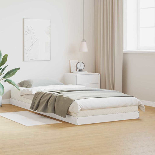 Floor Bed Frame White 80 x 220 cm Solid Pine Wood