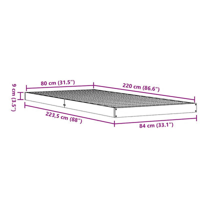 Floor Bed Frame White 80 x 220 cm Solid Pine Wood
