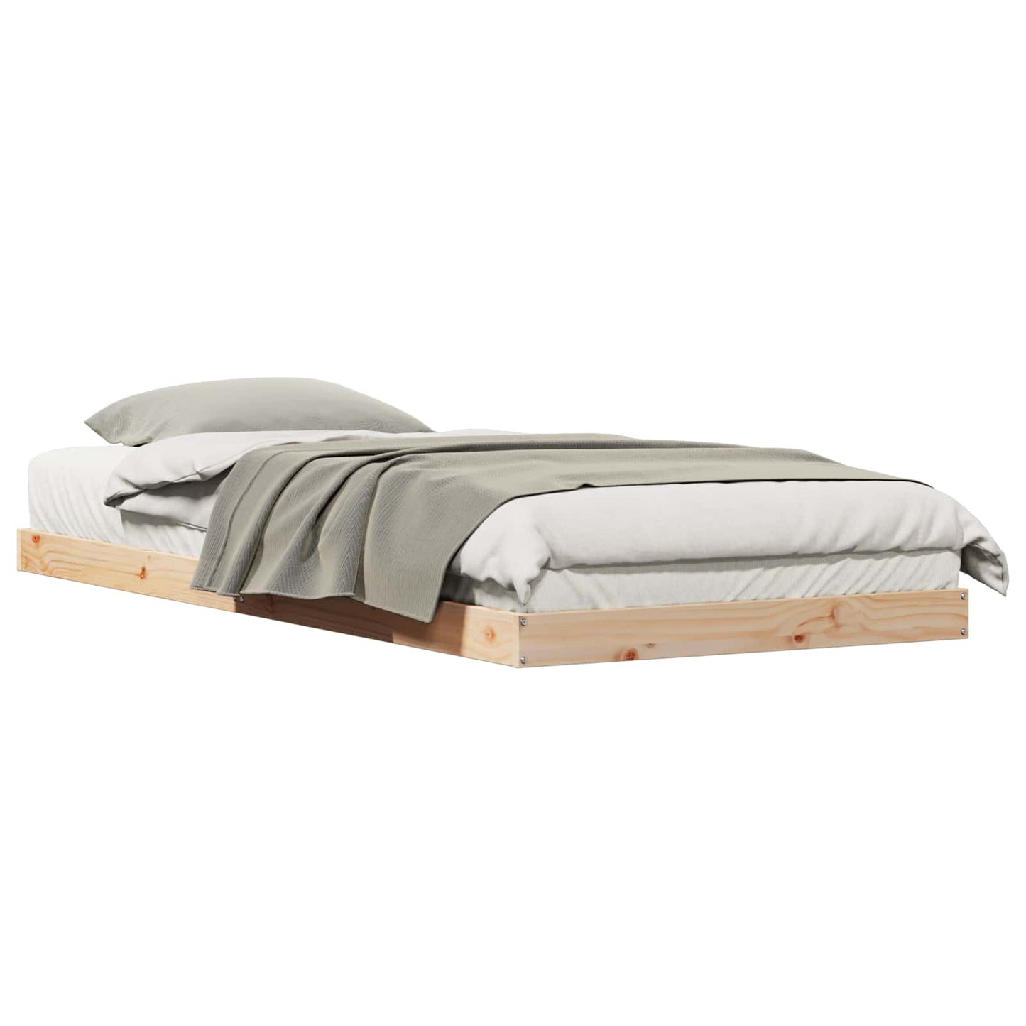 Floor Bed Frame Natural 90 x 220 cm Solid Pine Wood