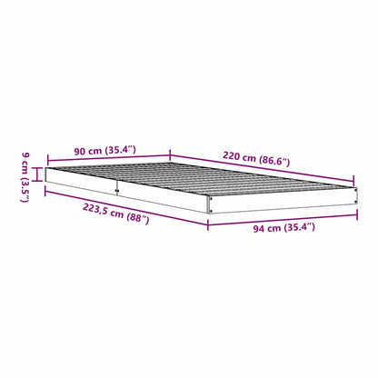 Floor Bed Frame White 90 x 220 cm Solid Pine Wood