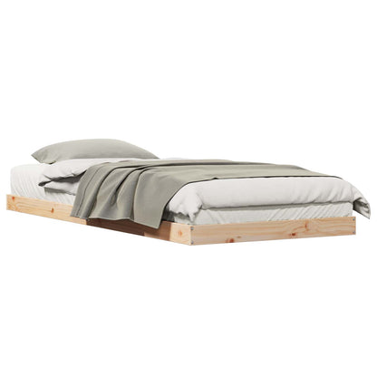 Floor Bed Frame Natural 100 x 220 cm Solid Pine Wood