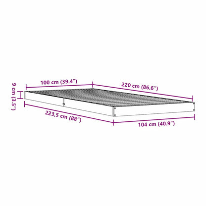 Floor Bed Frame Natural 100 x 220 cm Solid Pine Wood