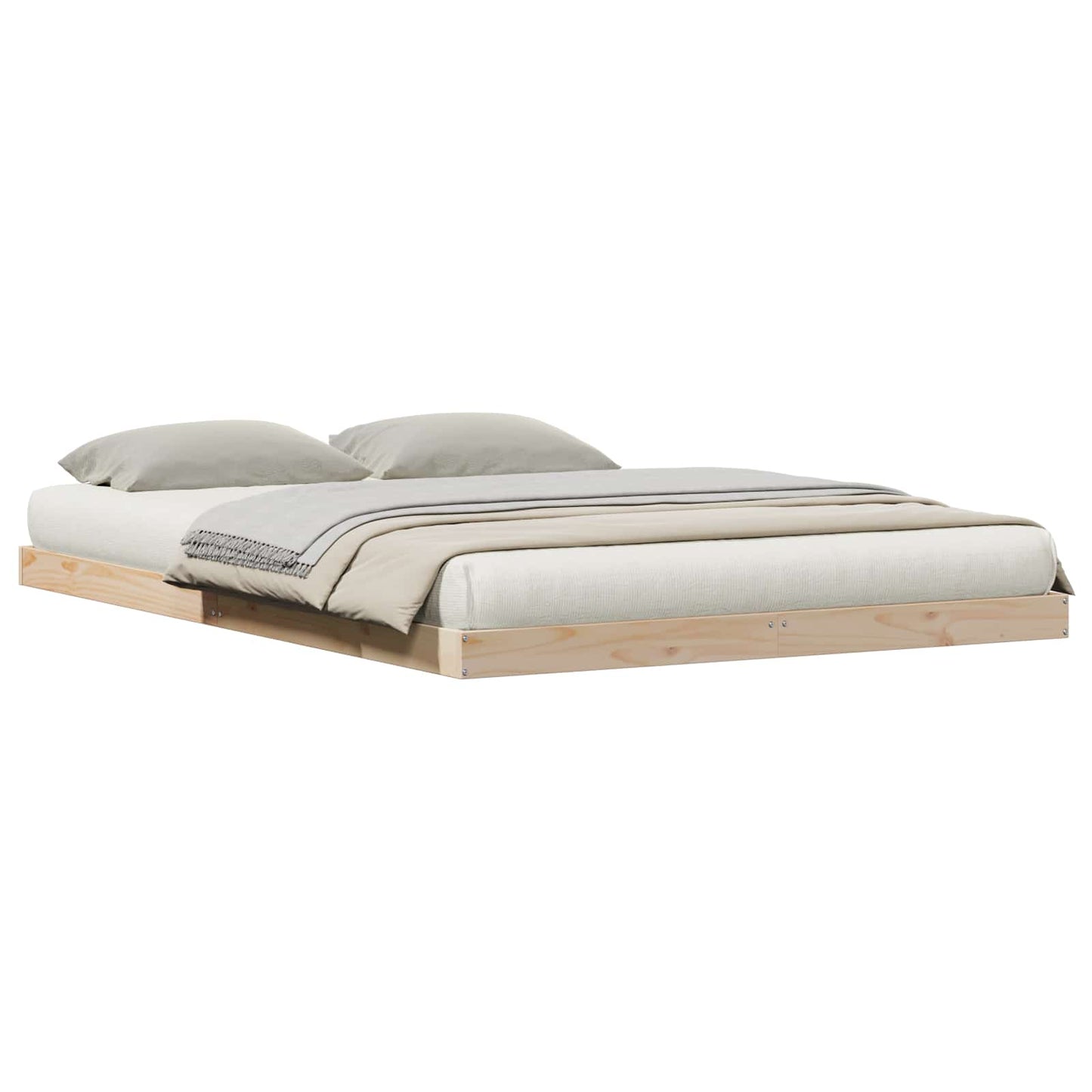 Floor Bed Frame Natural 140 x 220 cm Solid Pine Wood