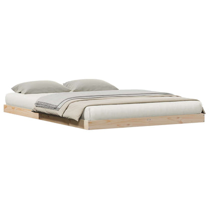 Floor Bed Frame Natural 140 x 220 cm Solid Pine Wood