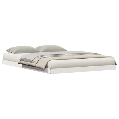 Floor Bed Frame White 140 x 220 cm Solid Pine Wood