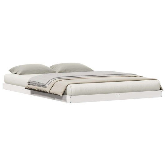 Floor Bed Frame White 160 x 220 cm Solid Pine Wood