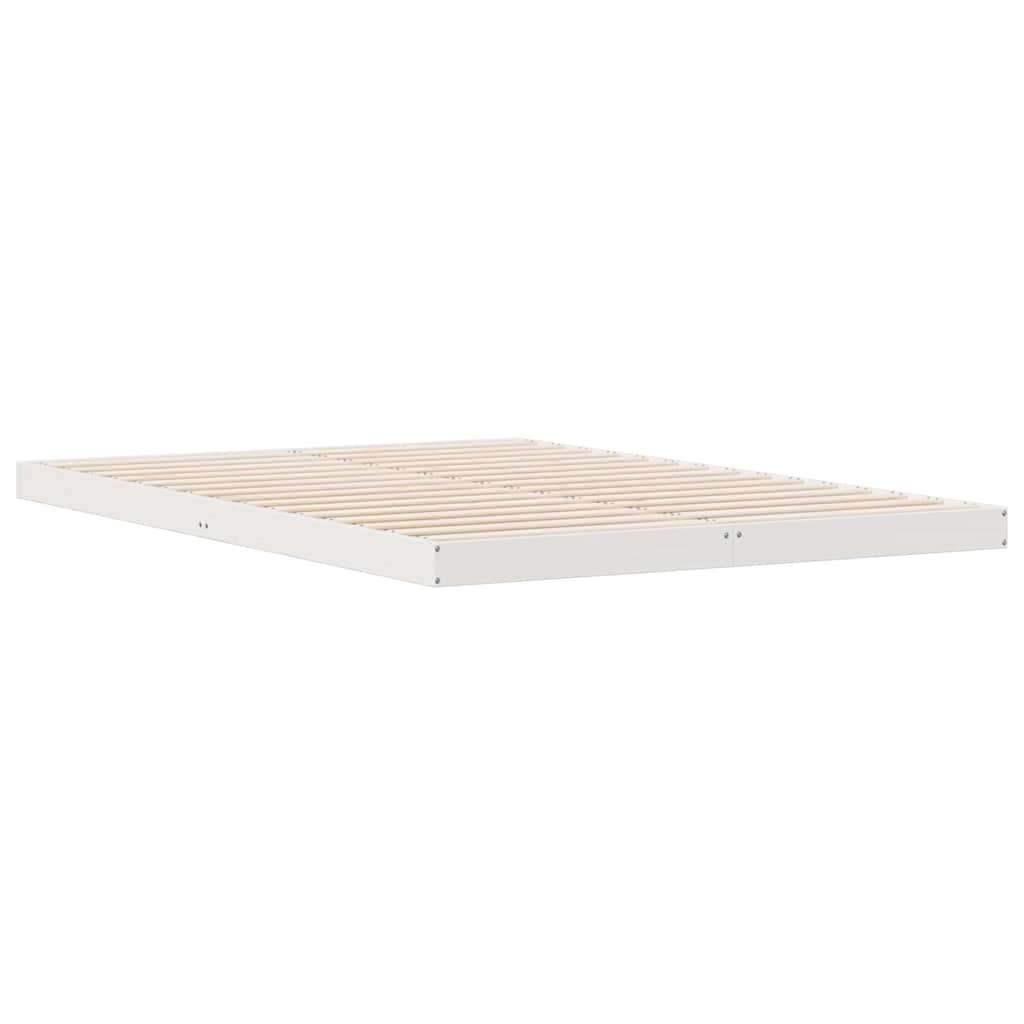 Floor Bed Frame White 160 x 220 cm Solid Pine Wood