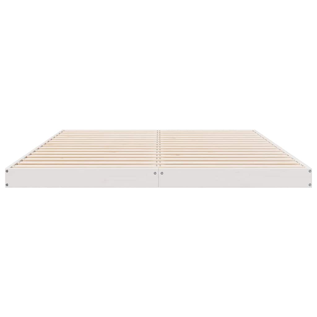 Floor Bed Frame White 160 x 220 cm Solid Pine Wood