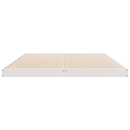 Floor Bed Frame White 160 x 220 cm Solid Pine Wood