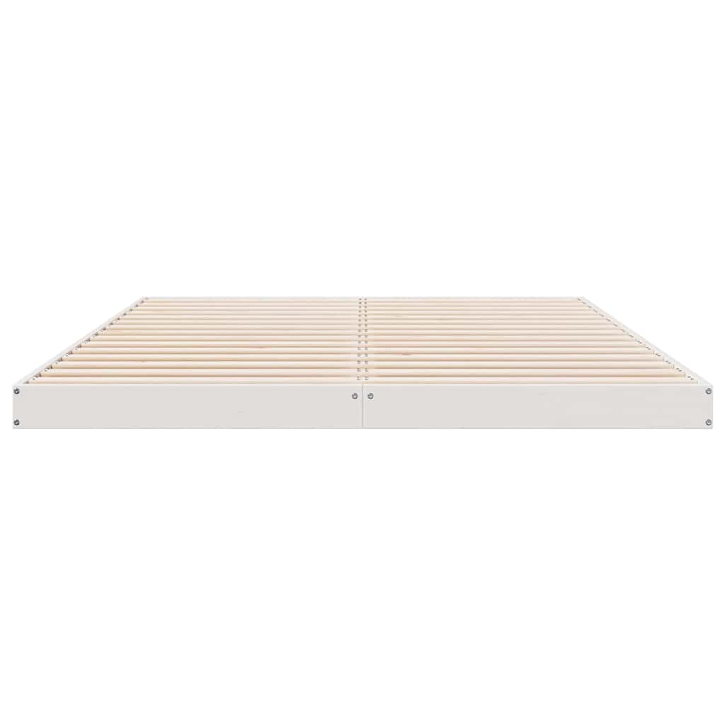 Floor Bed Frame White 160 x 220 cm Solid Pine Wood