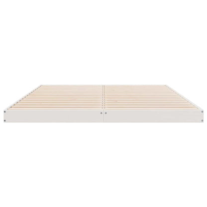 Floor Bed Frame White 160 x 220 cm Solid Pine Wood