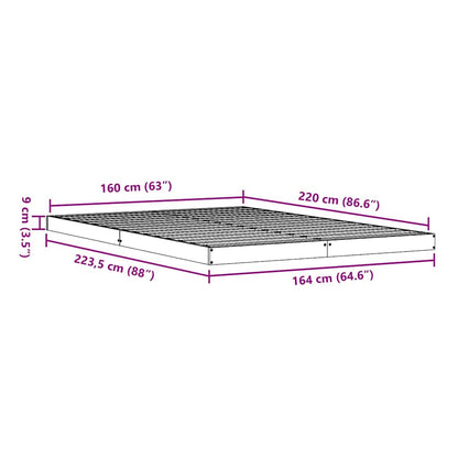 Floor Bed Frame White 160 x 220 cm Solid Pine Wood