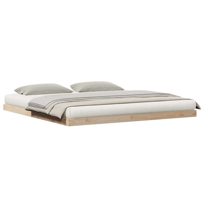 Floor Bed Frame Natural 180 x 220 cm Solid Pine Wood