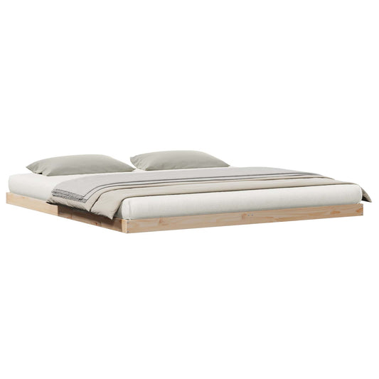 Floor Bed Frame Natural 180 x 220 cm Solid Pine Wood
