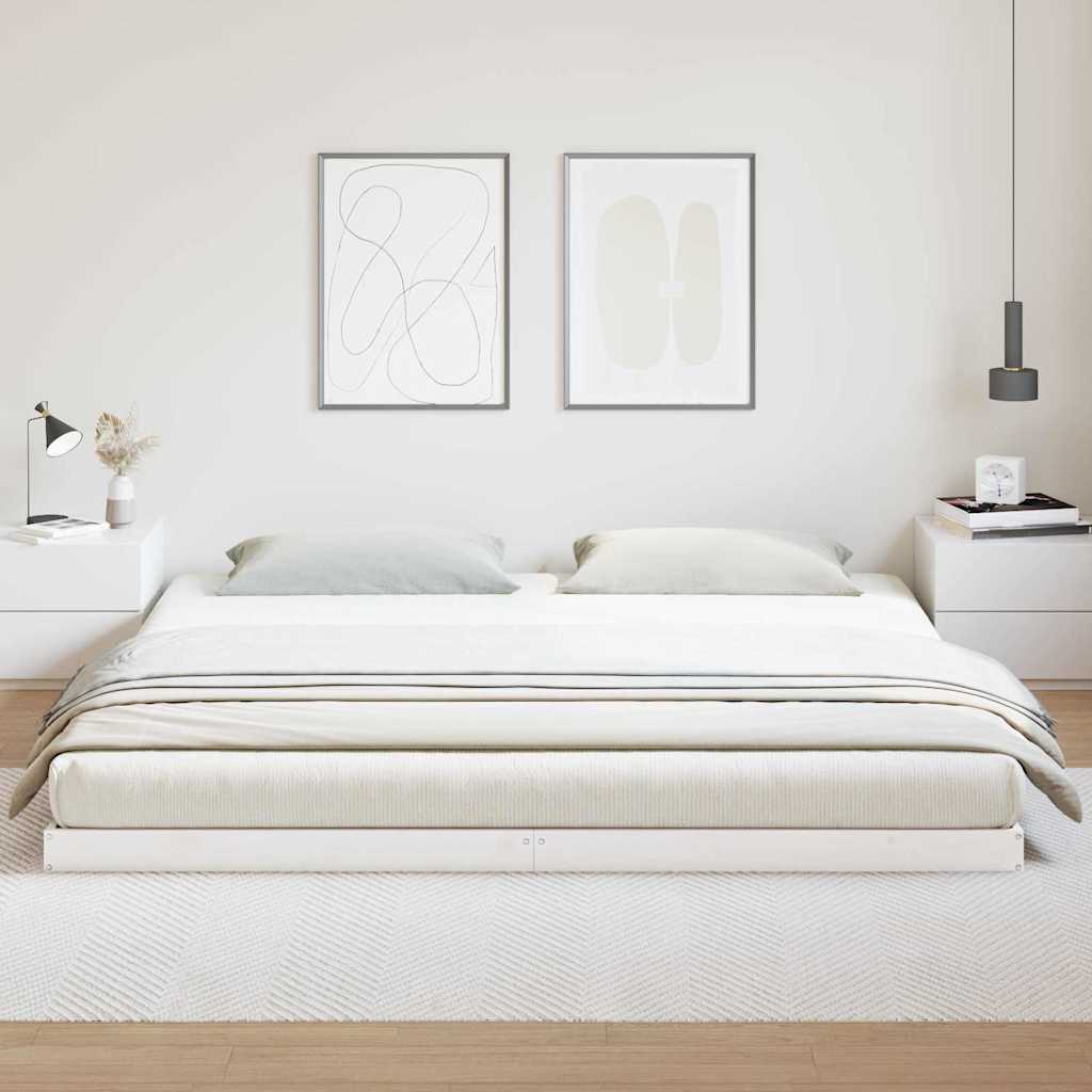Floor Bed Frame White 180 x 220 cm Solid Pine Wood