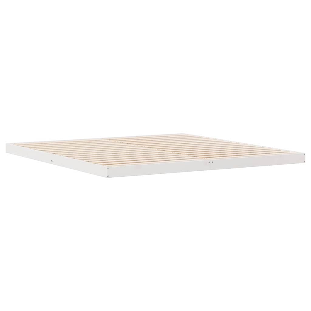 Floor Bed Frame White 180 x 220 cm Solid Pine Wood