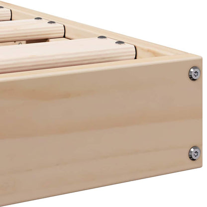 Floor Bed Frame Natural 200 x 220 cm Solid Pine Wood