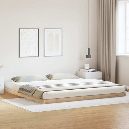 Floor Bed Frame Natural 200 x 220 cm Solid Pine Wood