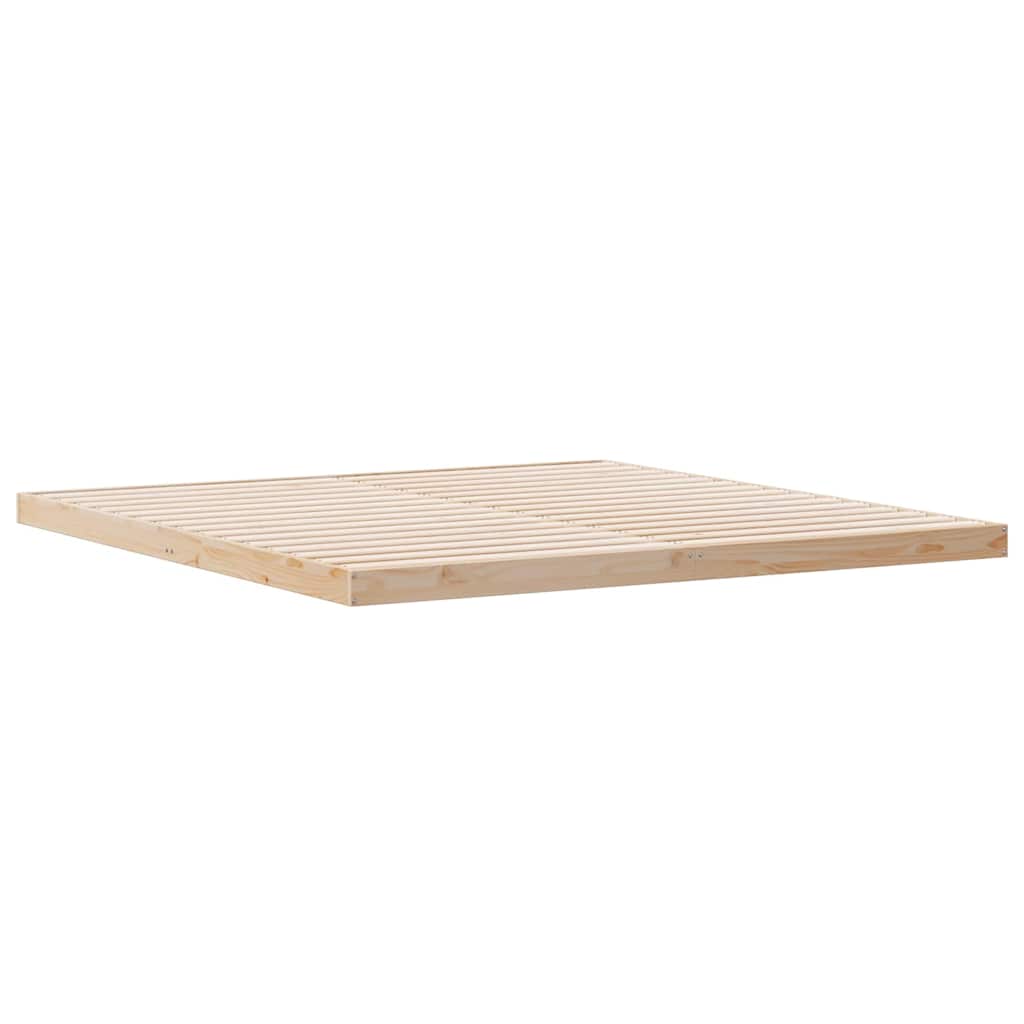 Floor Bed Frame Natural 200 x 220 cm Solid Pine Wood