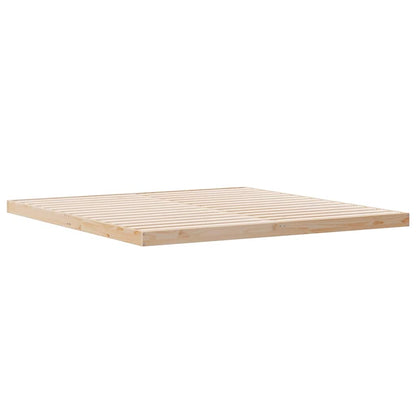 Floor Bed Frame Natural 200 x 220 cm Solid Pine Wood