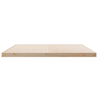 Floor Bed Frame Natural 200 x 220 cm Solid Pine Wood
