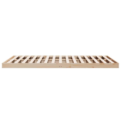 Floor Bed Frame Natural 200 x 220 cm Solid Pine Wood