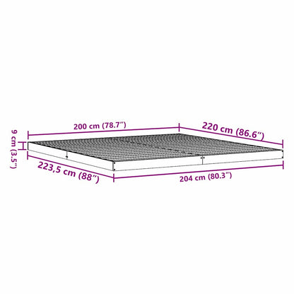 Floor Bed Frame Natural 200 x 220 cm Solid Pine Wood