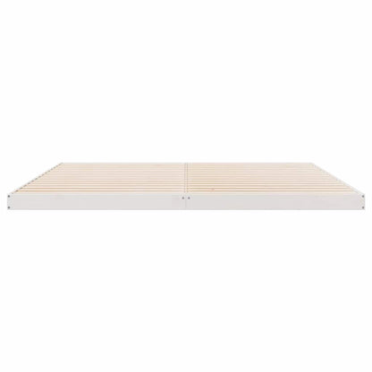 Floor Bed Frame White 200 x 220 cm Solid Pine Wood