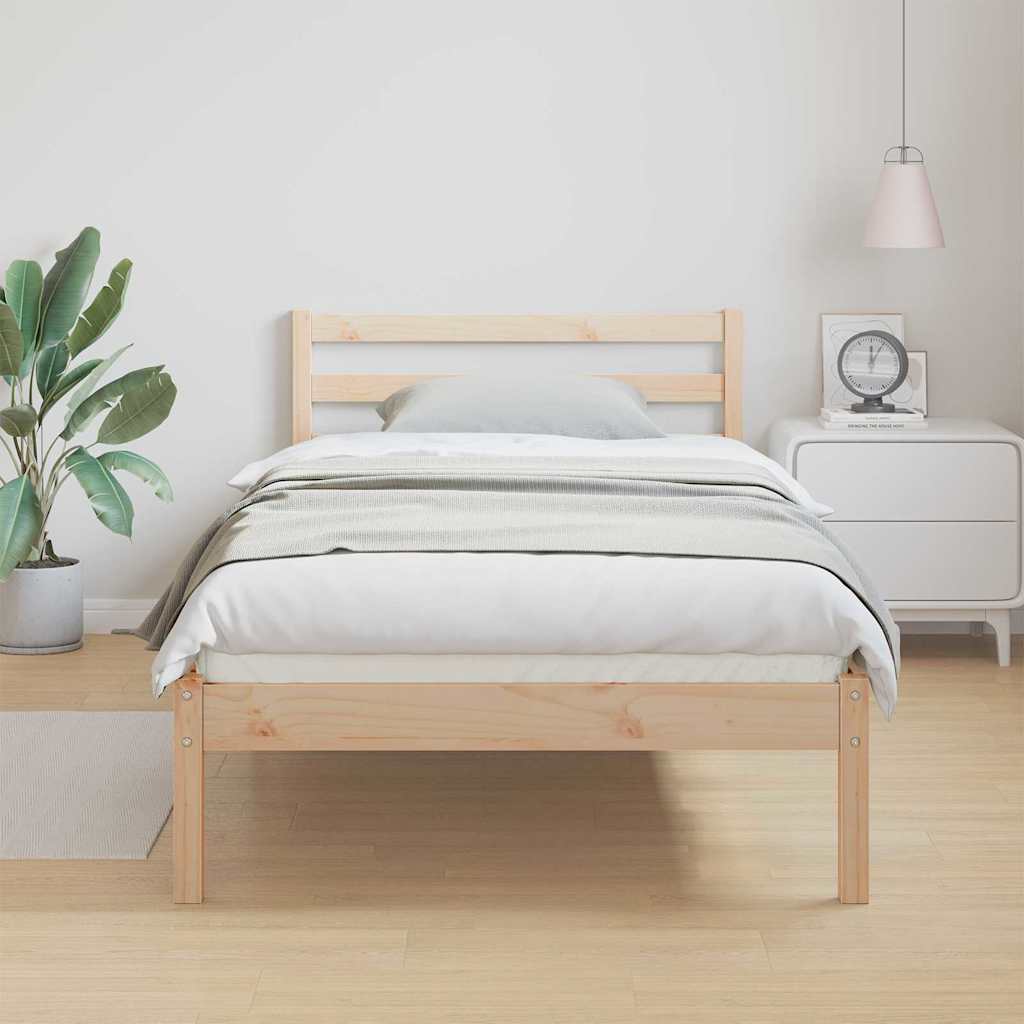 Bed Frame Brown 215.5 x 85.5 x 69.5 cm Solid Pine Wood