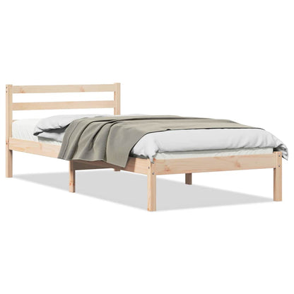 Bed Frame Brown 215.5 x 85.5 x 69.5 cm Solid Pine Wood