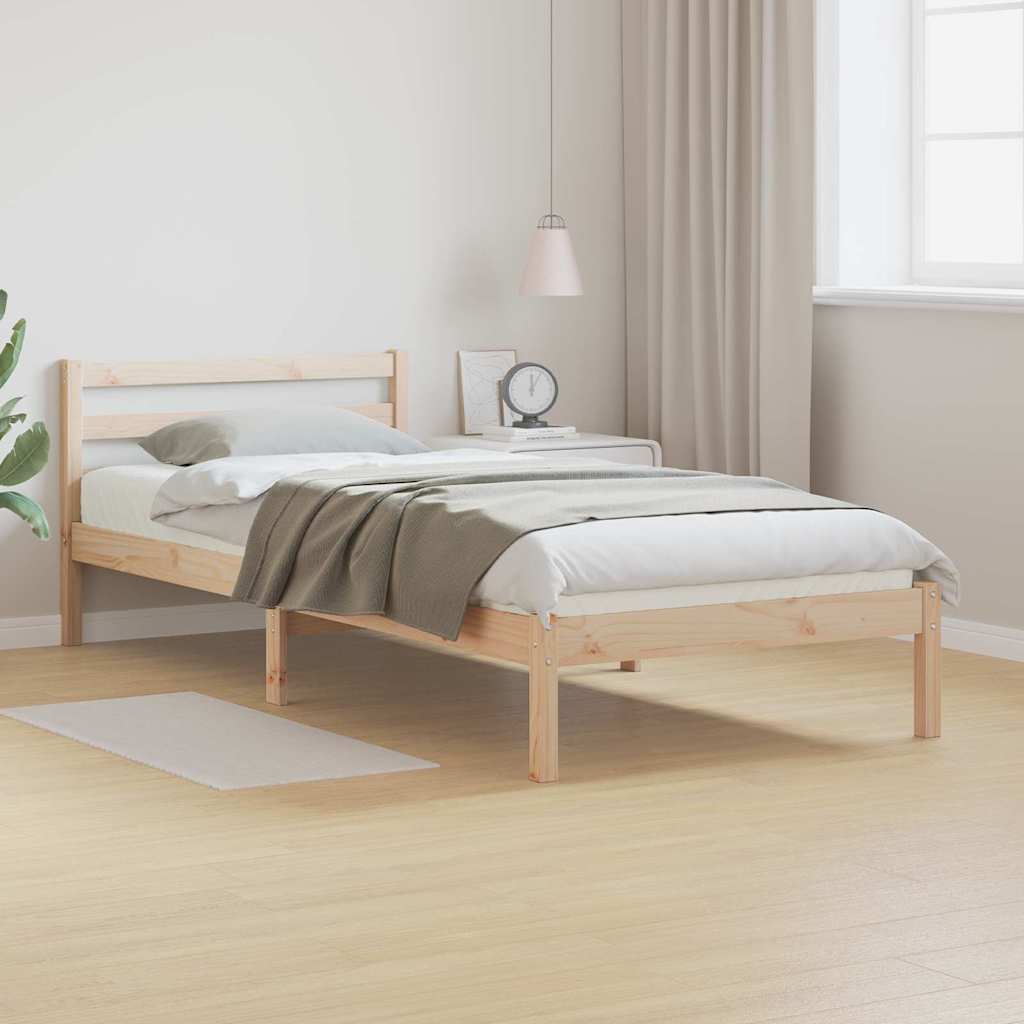 Bed Frame Brown 215.5 x 95.5 x 69.5 cm Solid Pine Wood