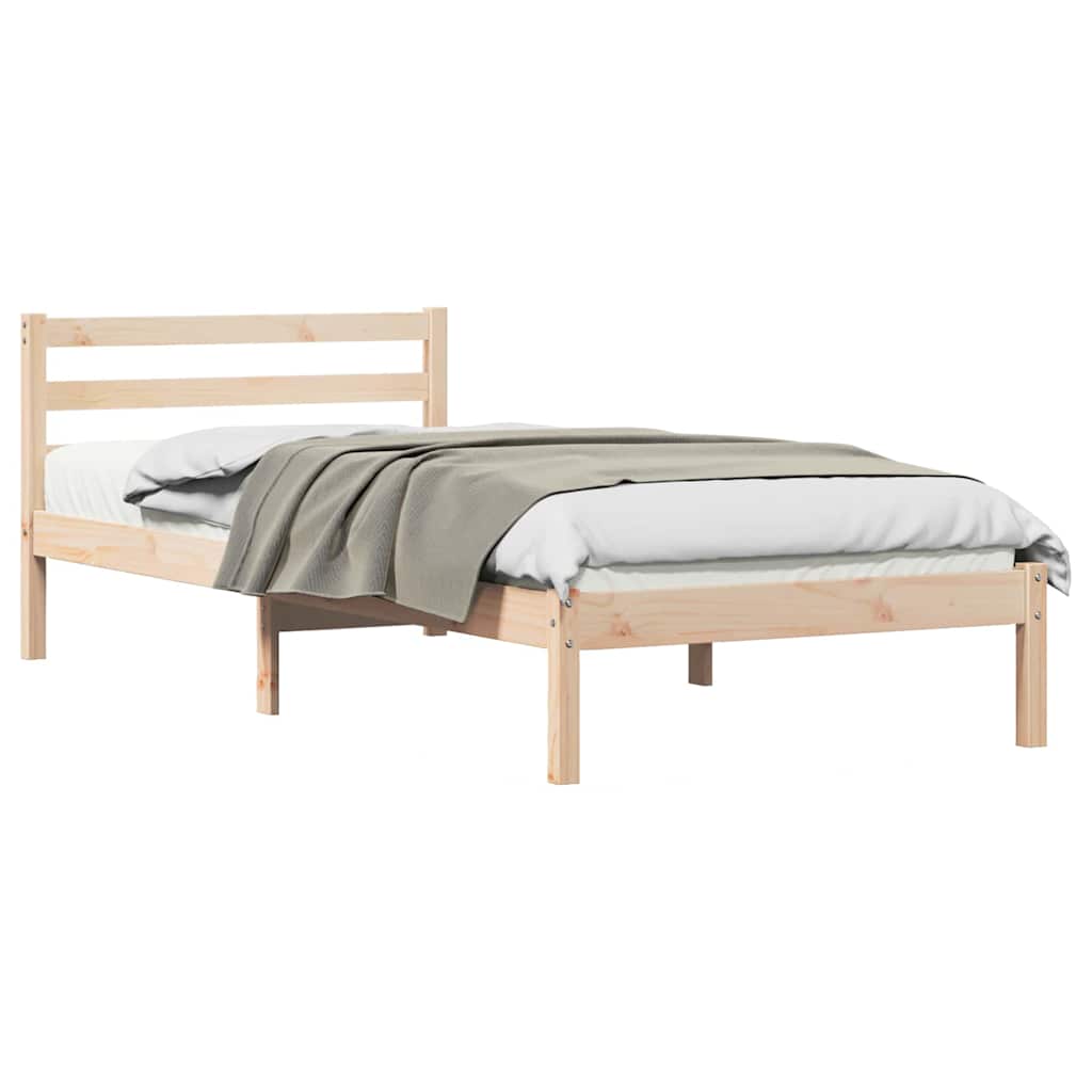 Bed Frame Brown 215.5 x 95.5 x 69.5 cm Solid Pine Wood