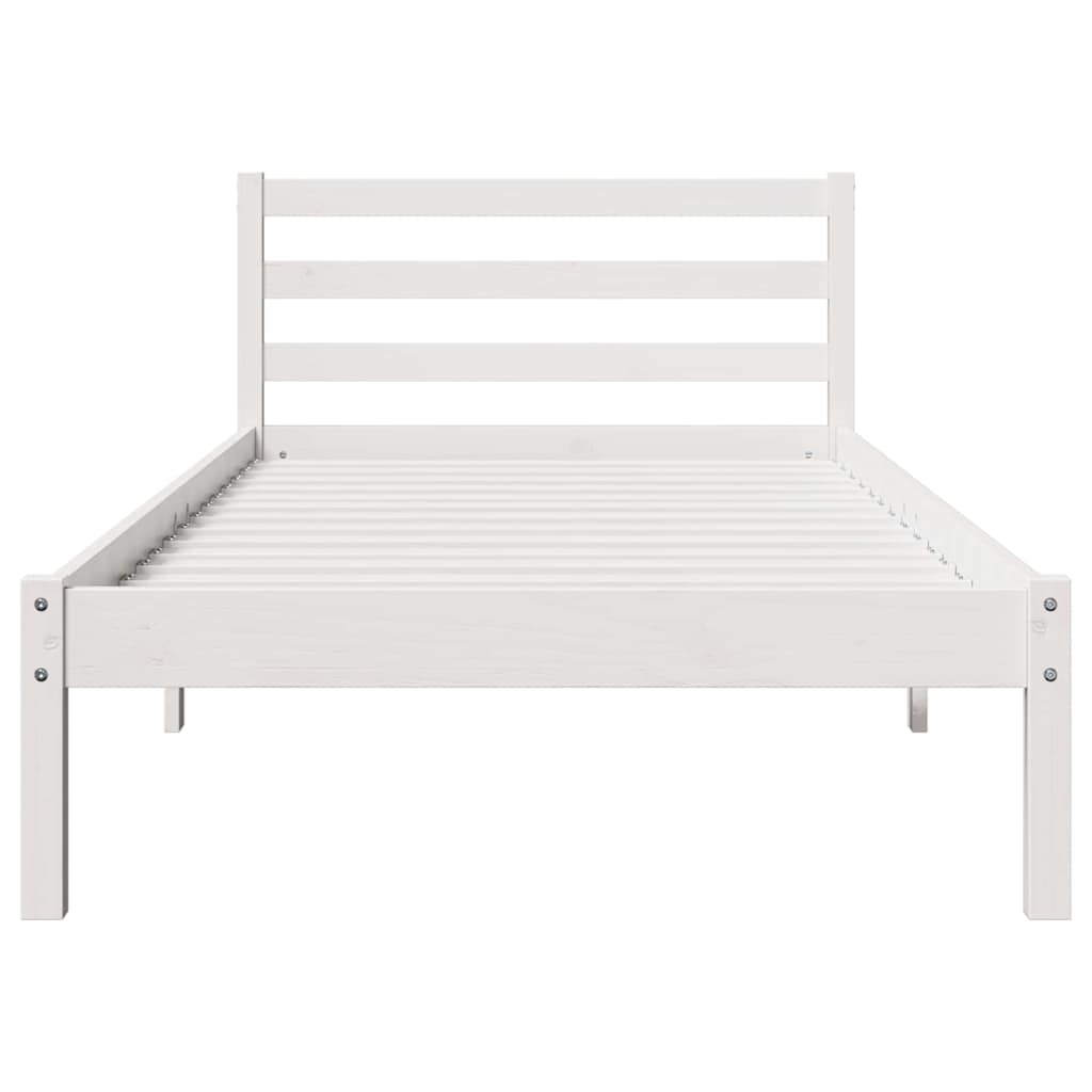 Bed Frame White 215.5 x 95.5 x 69.5 cm Solid Pine Wood