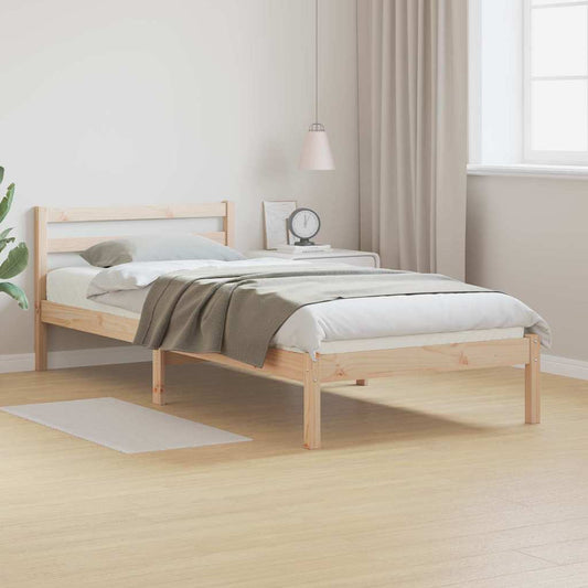 Bed Frame Brown 215.5 x 105.5 x 69.5 cm Solid Pine Wood