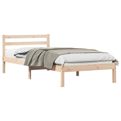Bed Frame Brown 215.5 x 105.5 x 69.5 cm Solid Pine Wood
