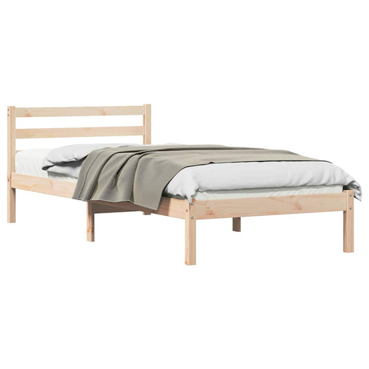 Bed Frame Brown 215.5 x 105.5 x 69.5 cm Solid Pine Wood