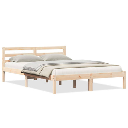 Bed Frame Brown 215.5 x 145.5 x 69.5 cm Solid Pine Wood