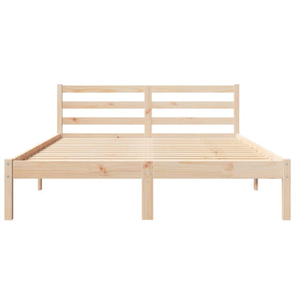 Bed Frame Brown 215.5 x 165.5 x 69.5 cm Solid Pine Wood