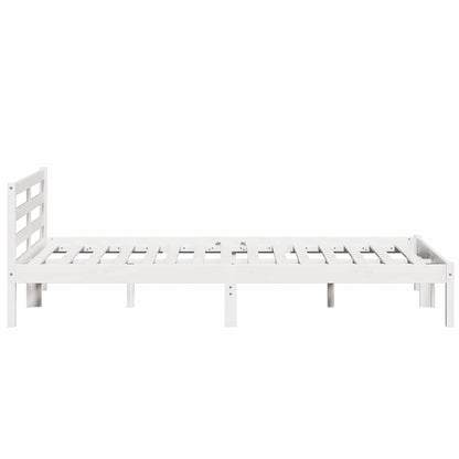 Bed Frame White 215.5 x 165.5 x 69.5 cm Solid Pine Wood