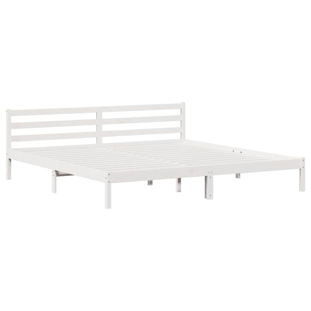 Bed Frame White 215.5 x 185.5 x 69.5 cm Solid Pine Wood