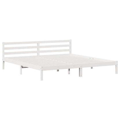 Bed Frame White 215.5 x 185.5 x 69.5 cm Solid Pine Wood