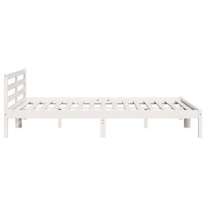 Bed Frame White 215.5 x 185.5 x 69.5 cm Solid Pine Wood